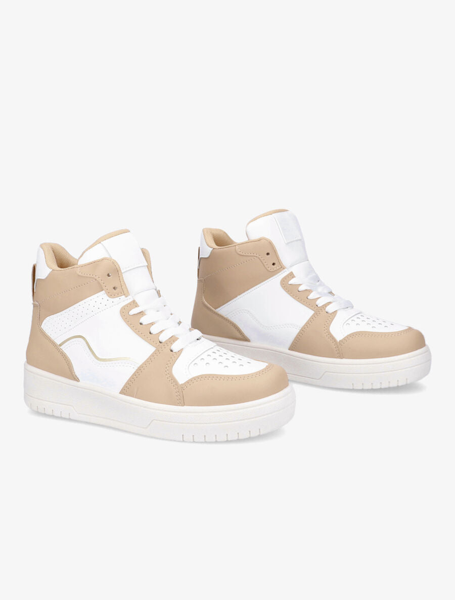 Baskets montantes en simili - Beige - 4