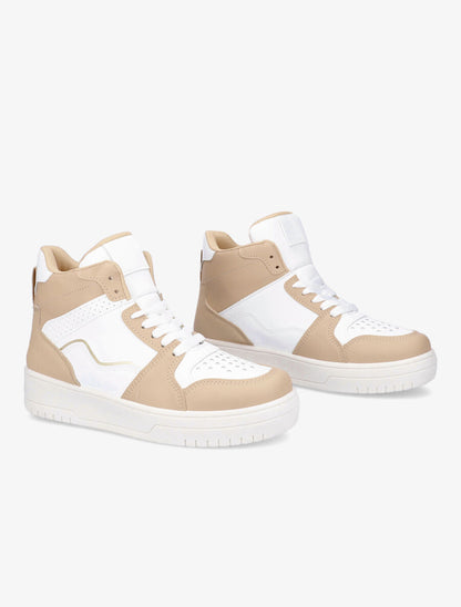 Baskets montantes en simili - Beige - 4
