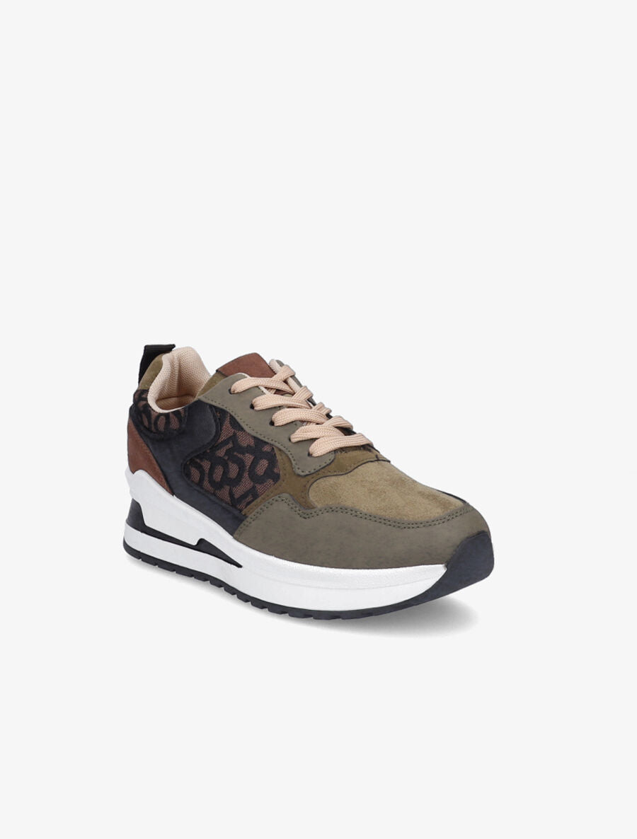 Baskets en suédine et jacquard - Kaki - 2