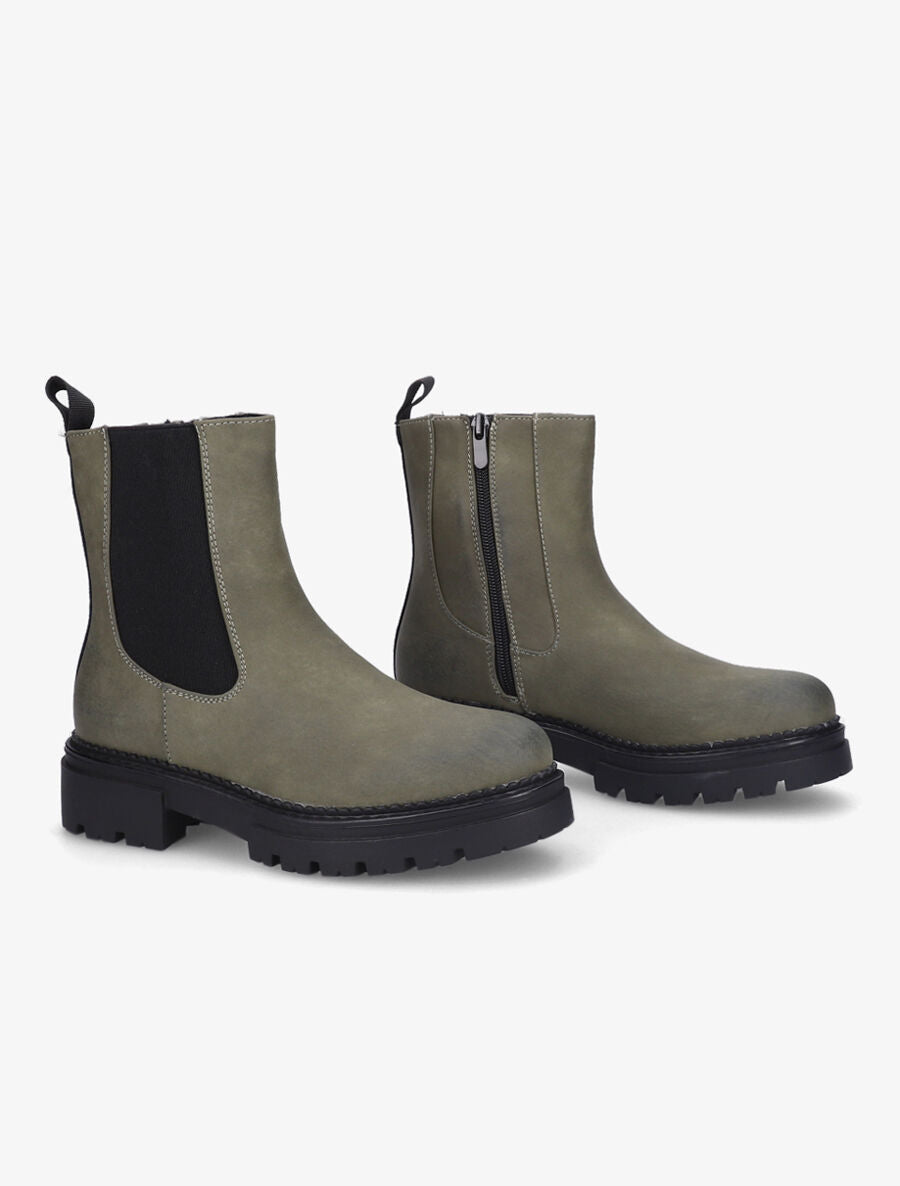 Boots à semelle crantée - Kaki - 4