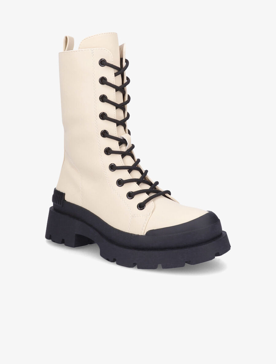 Boots montantes à lacets - Beige - 2