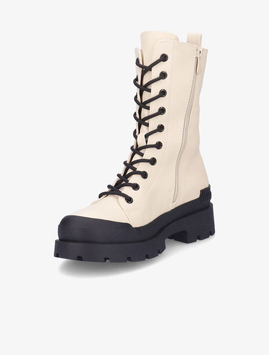 Boots montantes à lacets - Beige - 3