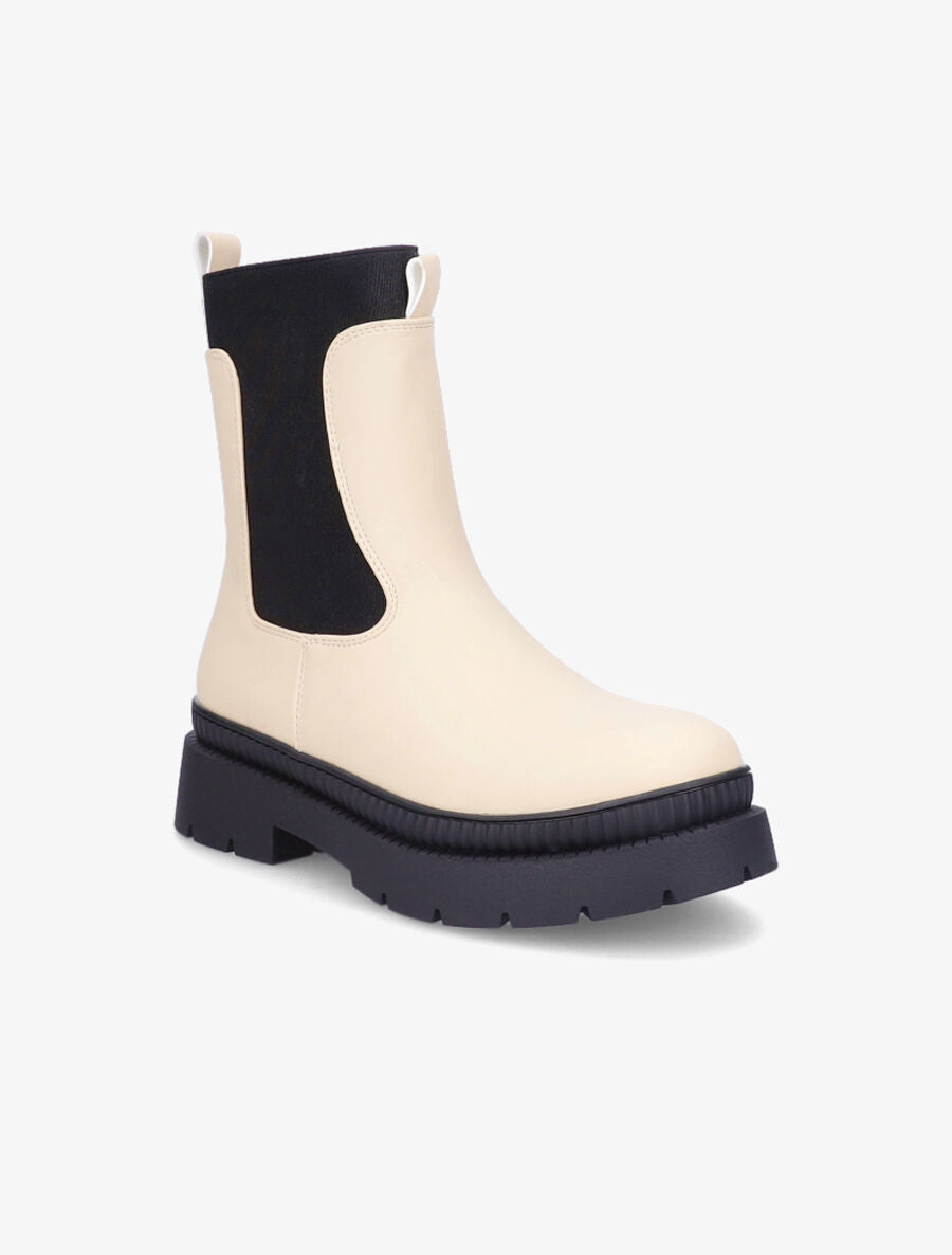 Boots montantes à cheville élastiquée - Beige - 2