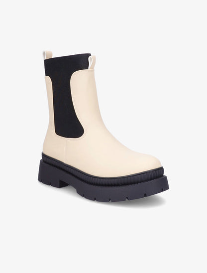 Boots montantes à cheville élastiquée - Beige - 2