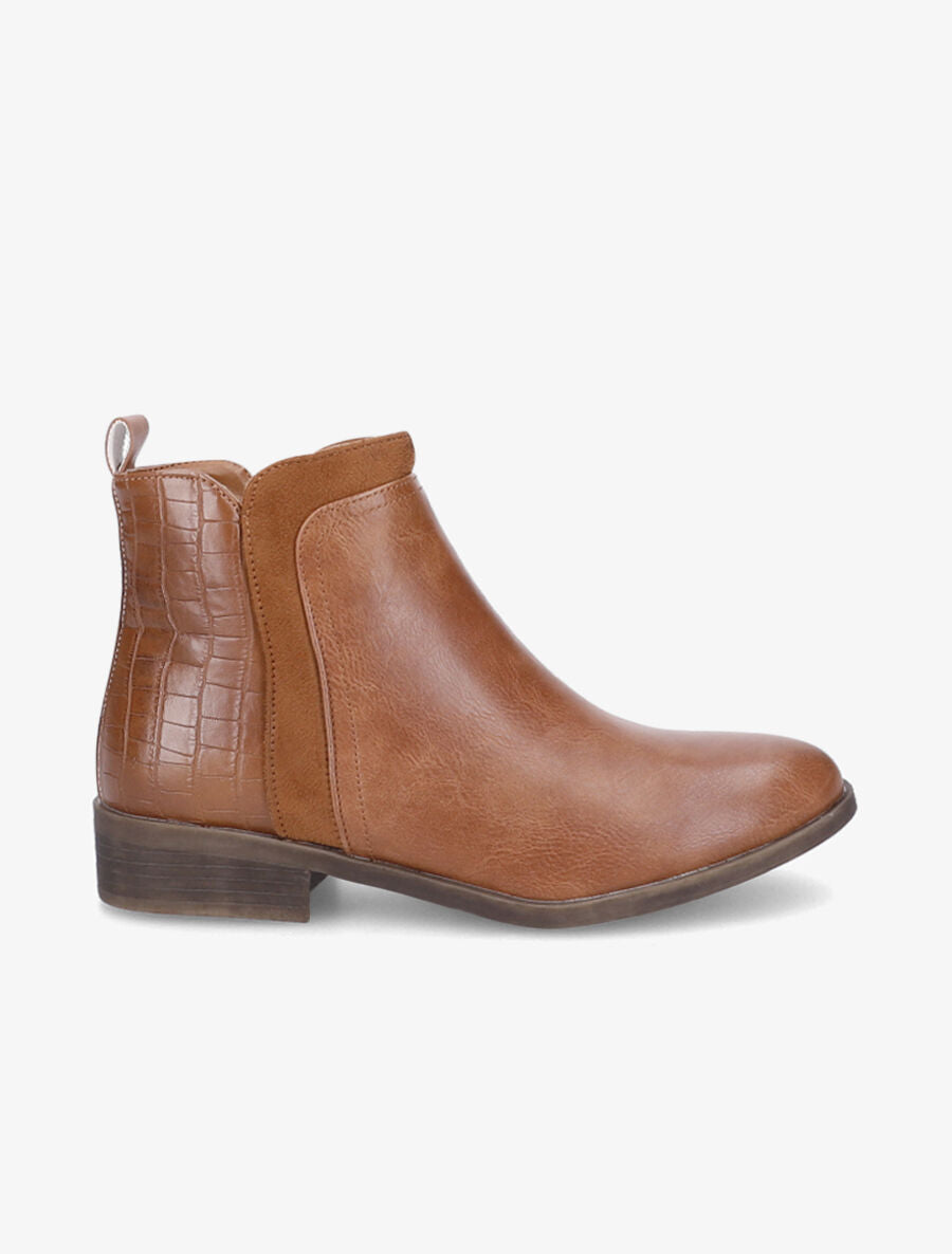 Bottines à empiècements en suédine - Camel - 5