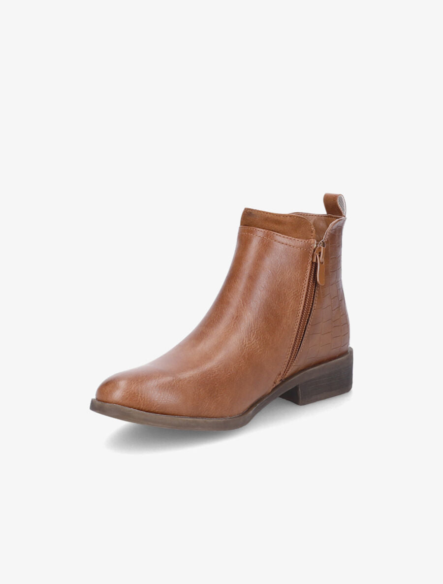 Bottines à empiècements en suédine - Camel - 3