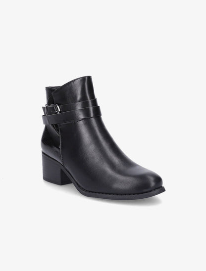 Bottines à sangles et contrefort python - Noir - 2