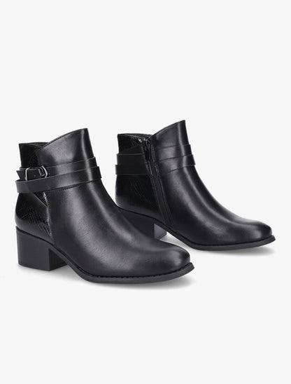 Bottines à sangles et contrefort python - Noir - 4