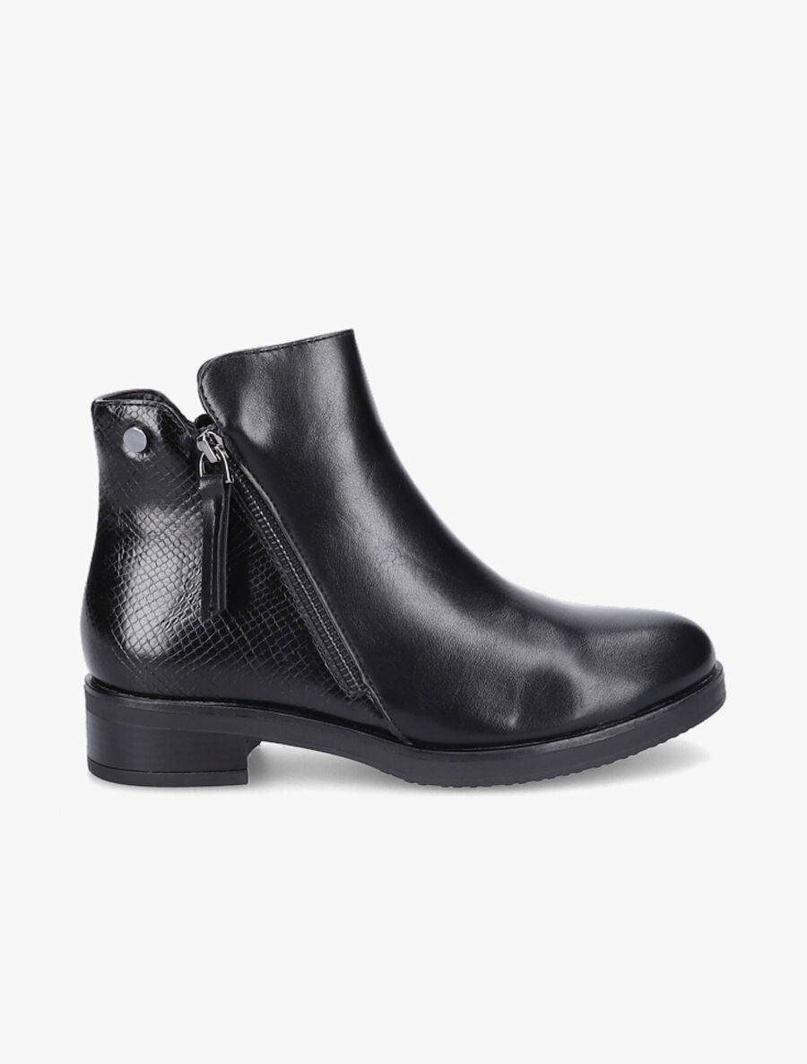 Bottines à zip et contrefort python - Noir - 1