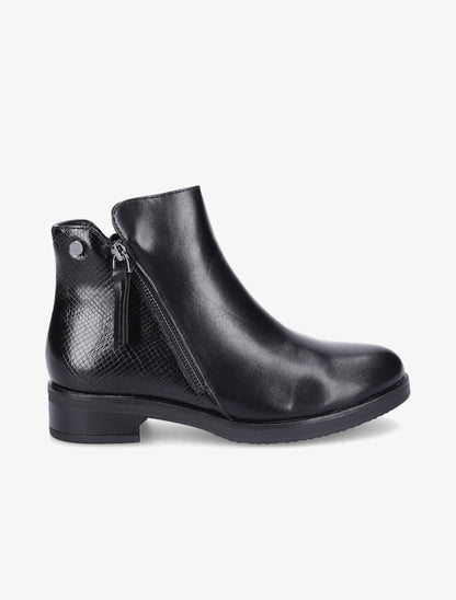 Bottines à zip et contrefort python - Noir - 1