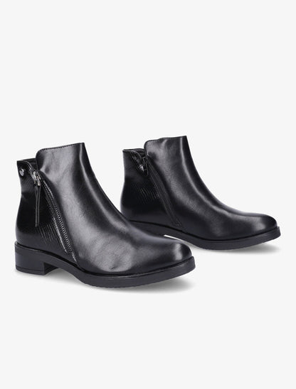 Bottines à zip et contrefort python - Noir - 4
