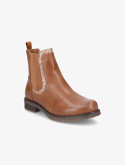 Bottines élastiquées à paillettes - Camel - 2