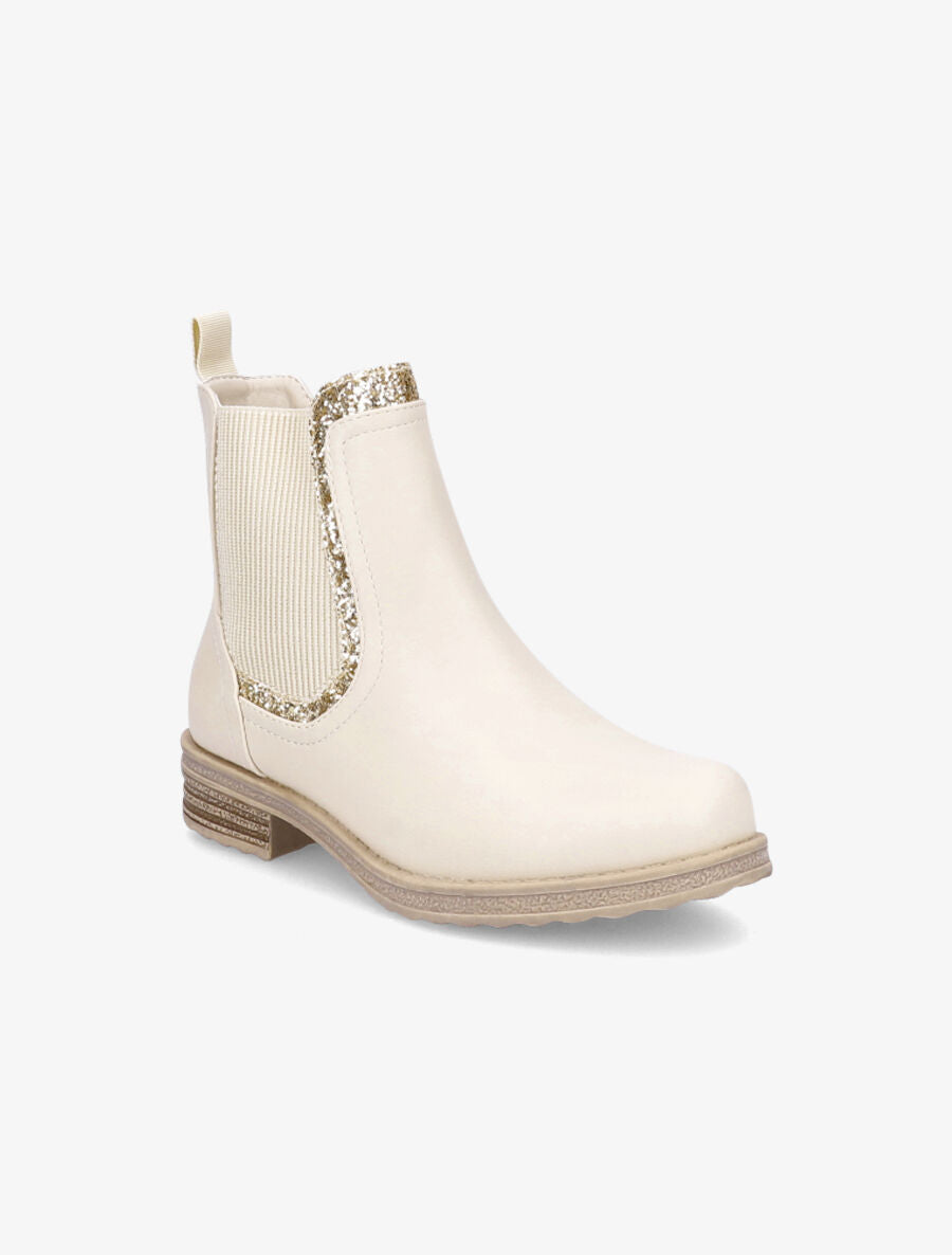 Bottines élastiquées à paillettes - Beige - 2