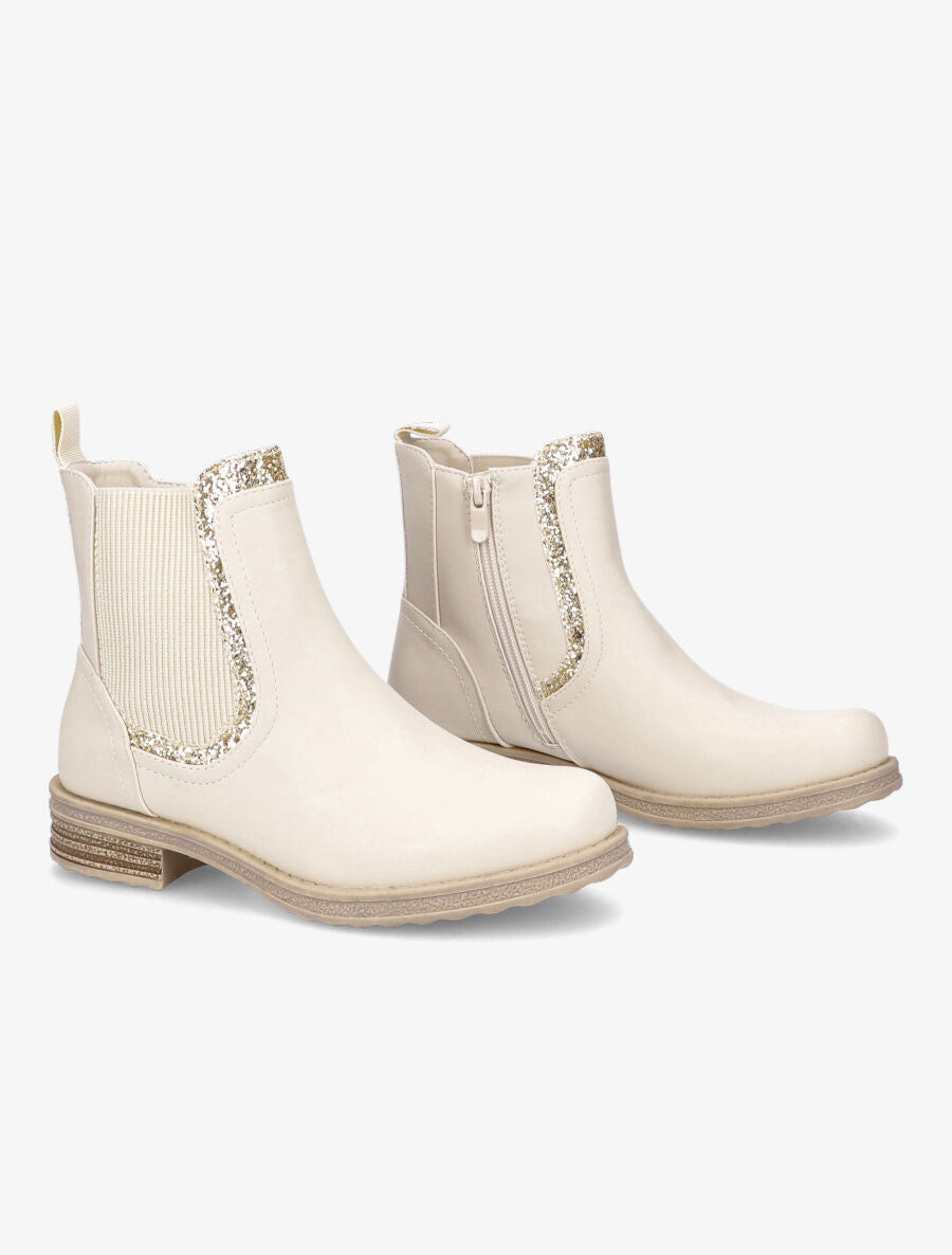 Bottines élastiquées à paillettes - Beige - 4
