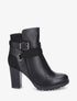 Bottines à talon et empiècement python - Noir - 6