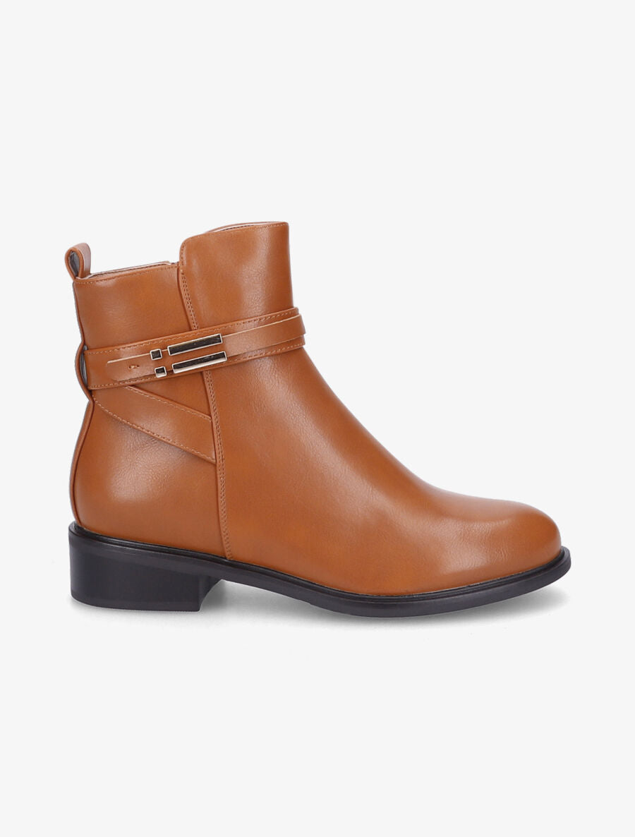 Bottines à boucle fantaisie - Camel - 1