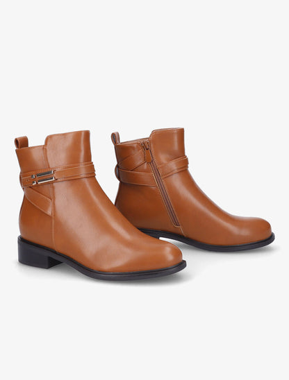 Bottines à boucle fantaisie - Camel - 4