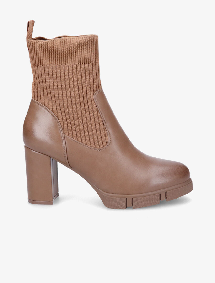 Bottines montantes à talon - Camel - 5