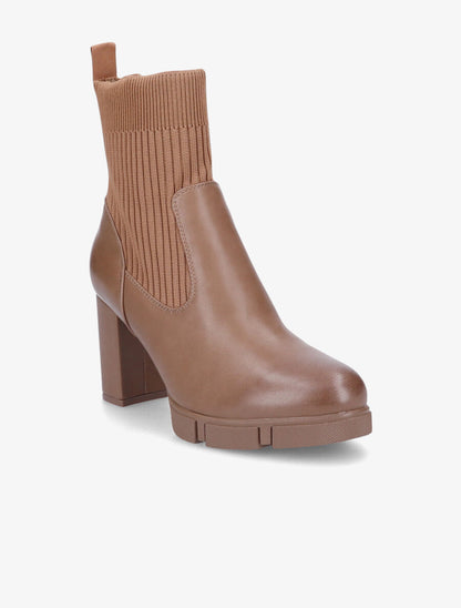 Bottines montantes à talon - Camel - 2