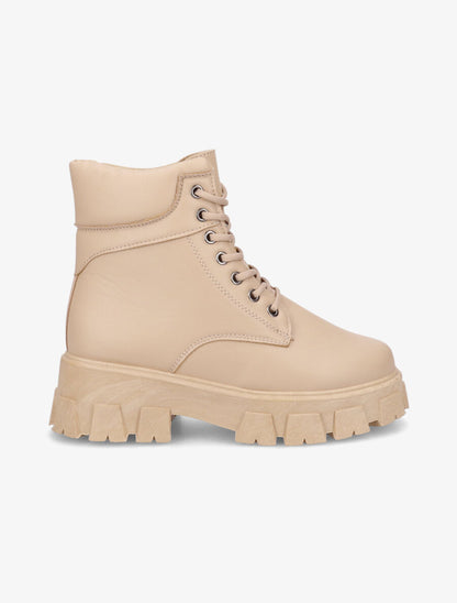 Boots à lacets et semelles crantées - Taupe - 1