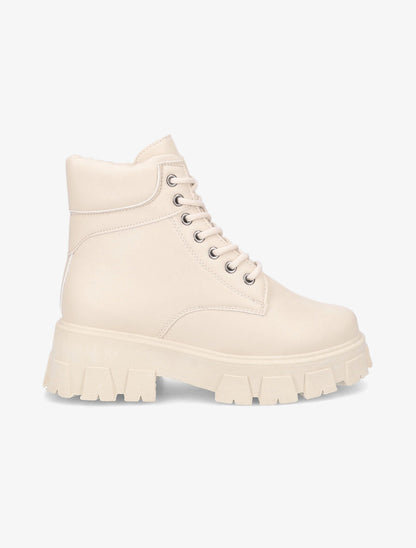 Boots à lacets et semelles crantées - Beige - 1