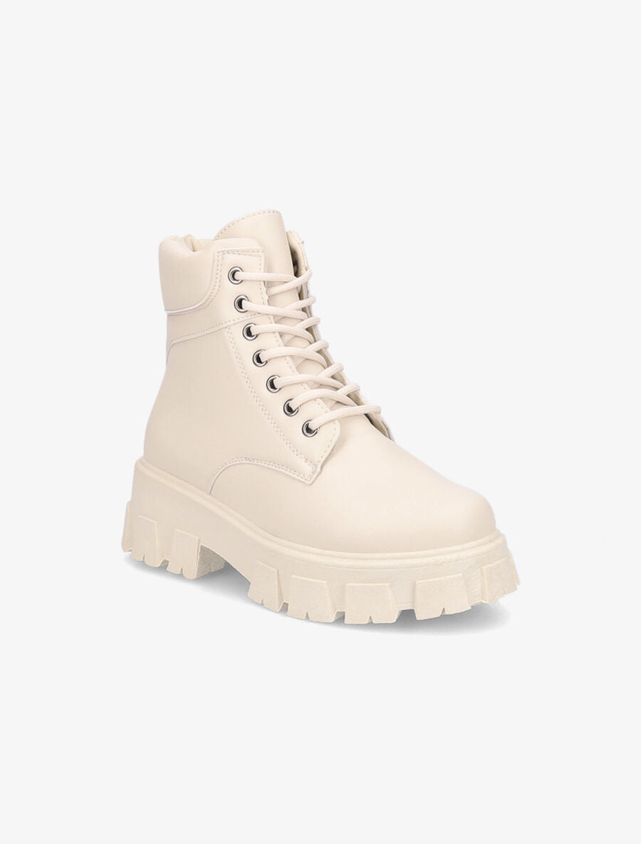 Boots à lacets et semelles crantées - Beige - 2