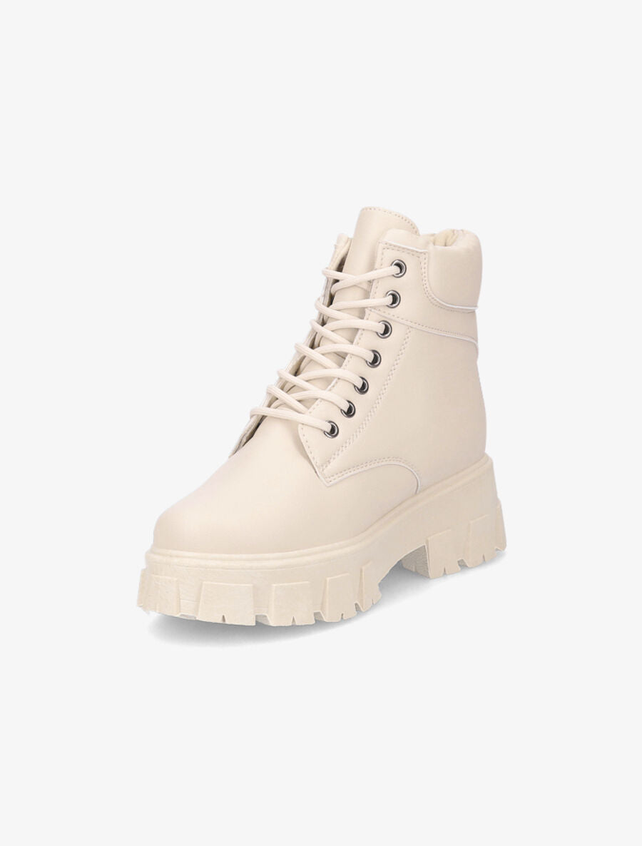 Boots à lacets et semelles crantées - Beige - 3