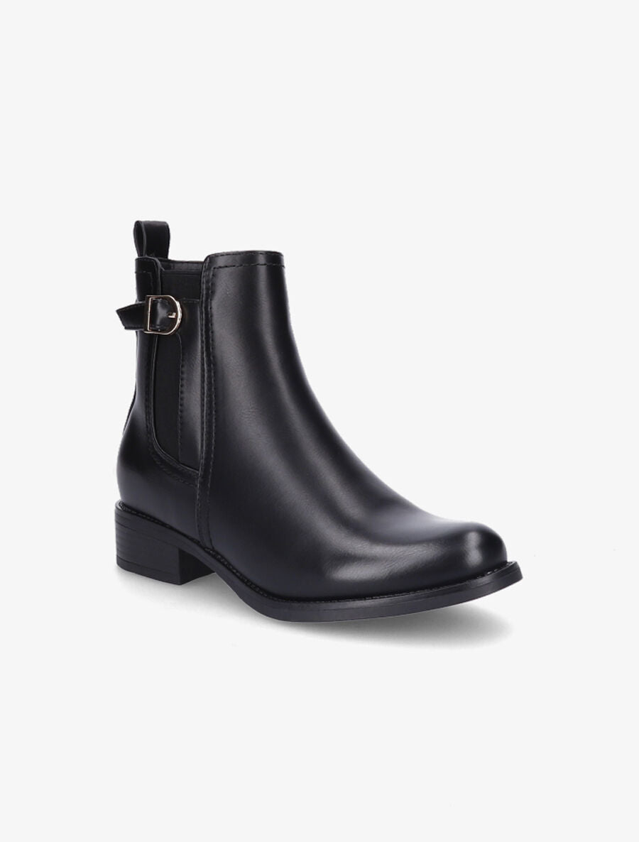 Bottines élastiquées à boucle métallique - Noir - 2