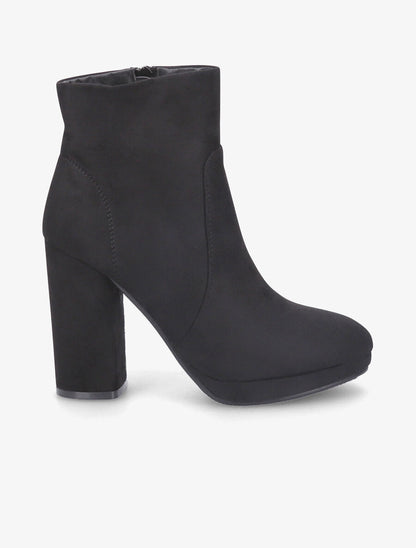 Bottines à talon en suédine - Noir - 1