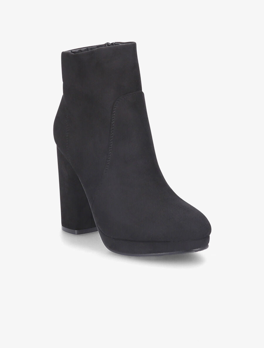 Bottines à talon en suédine - Noir - 2