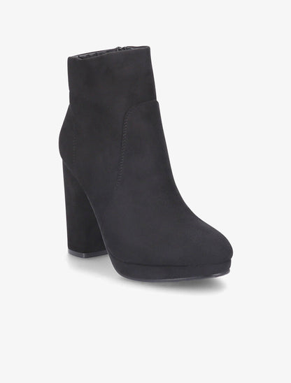 Bottines à talon en suédine - Noir - 2