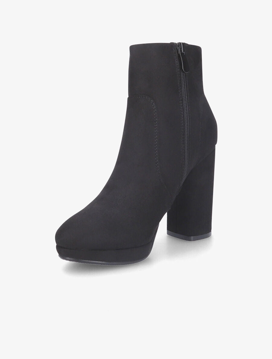 Bottines à talon en suédine - Noir - 3