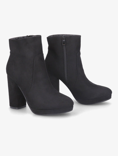 Bottines à talon en suédine - Noir - 4