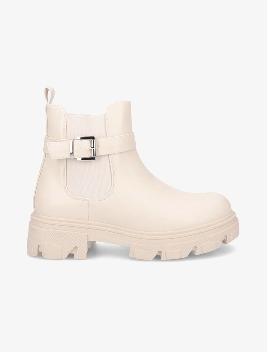 Boots élastiquées à semelle crantée - Beige - 1