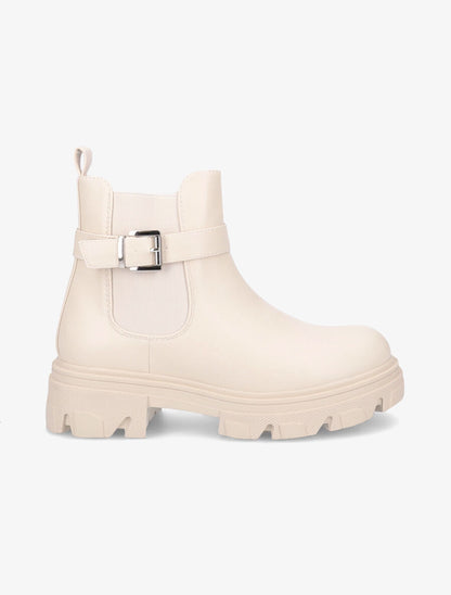 Boots élastiquées à semelle crantée - Beige - 1
