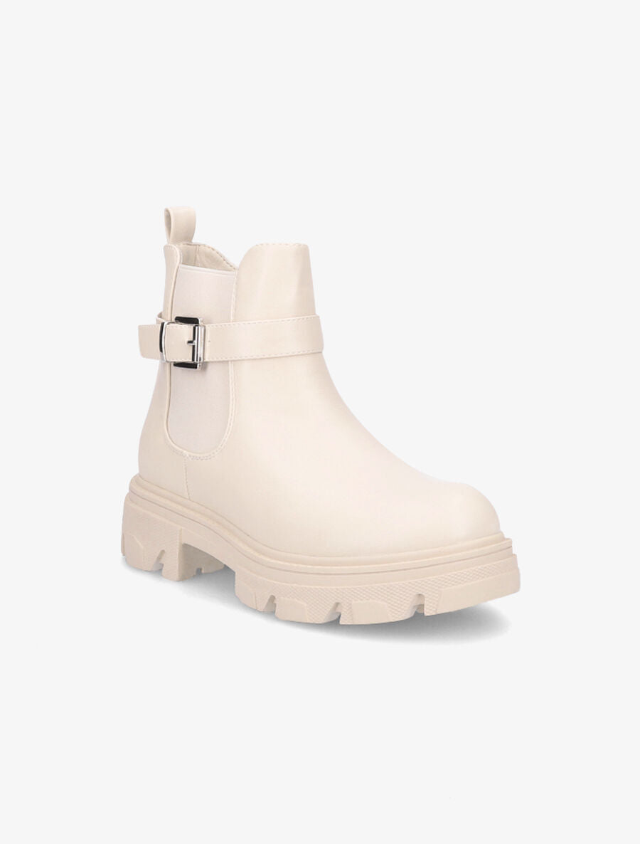 Boots élastiquées à semelle crantée - Beige - 2