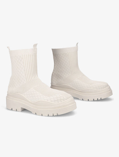 Boots en toile à semelle crantée - Beige - 4
