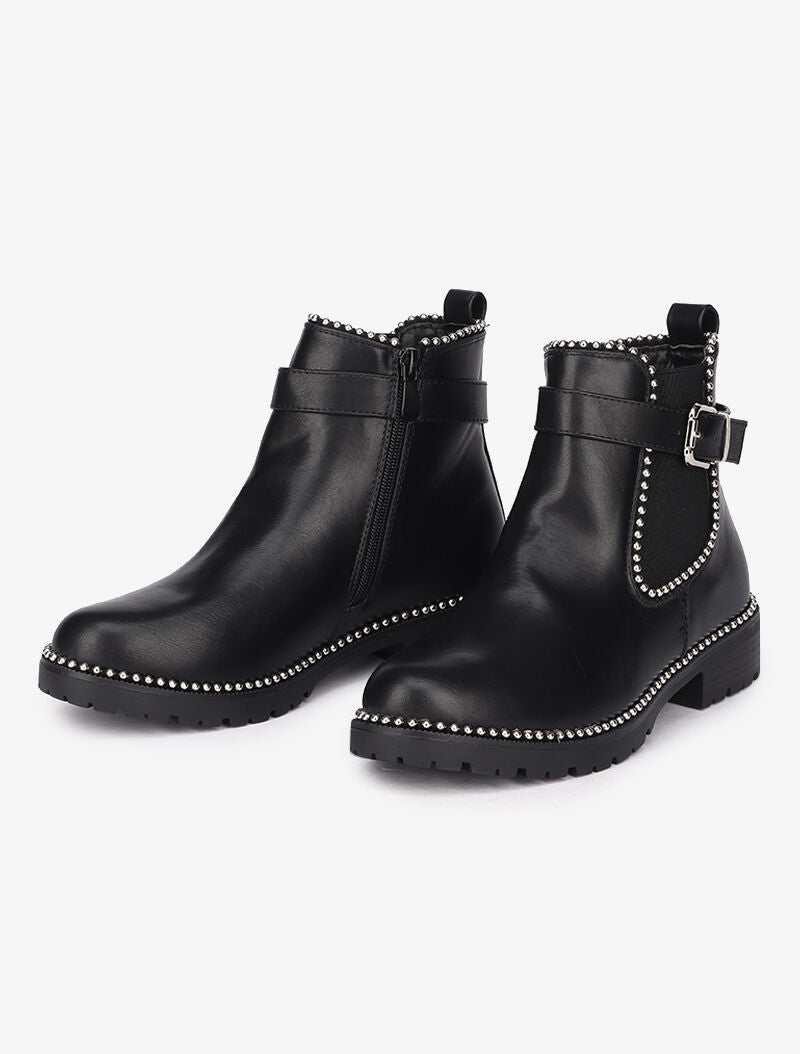Bottines à clous argentés - Noir - 6