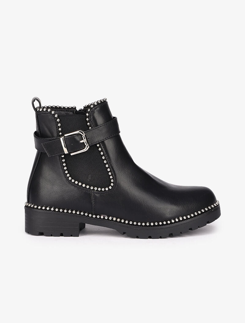 Bottines à clous argentés - Noir - 2