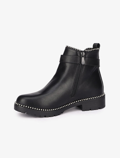Bottines à clous argentés - Noir - 4
