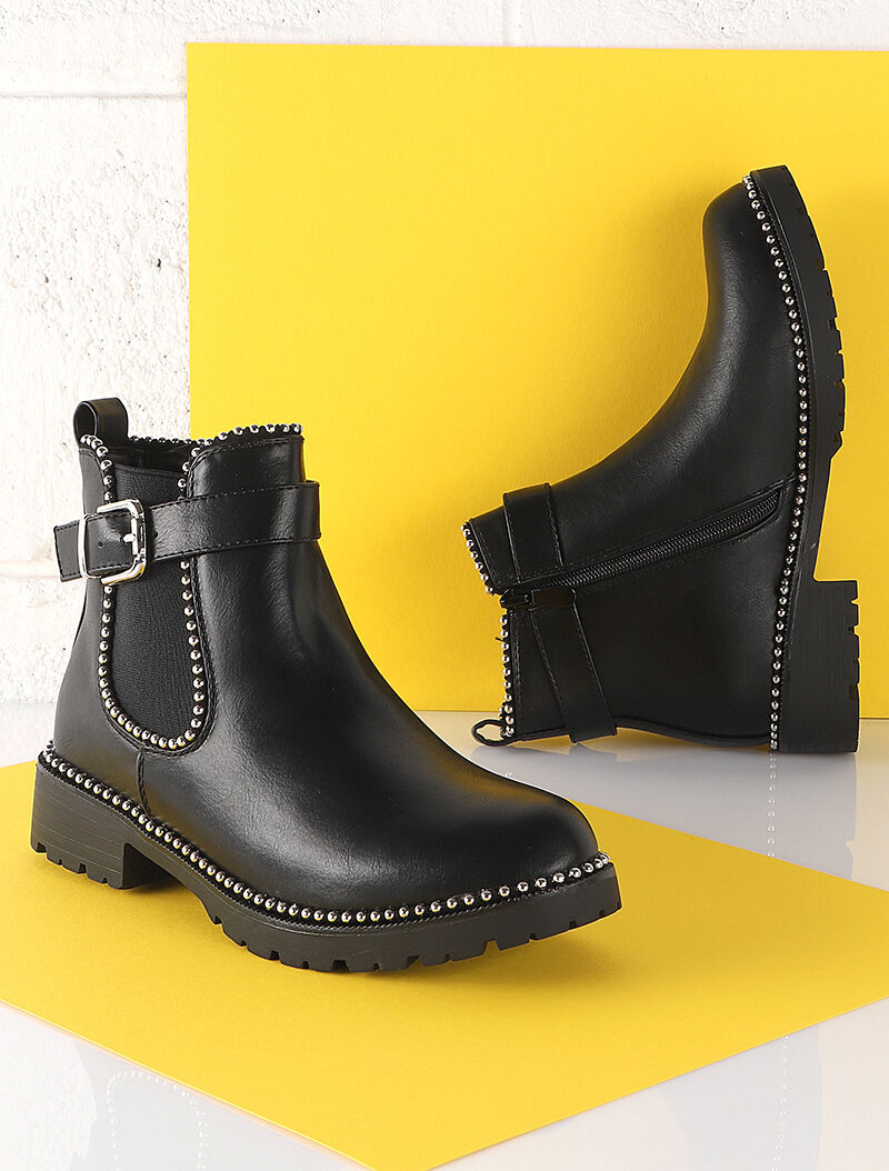 Bottines à clous argentés - Noir - 5