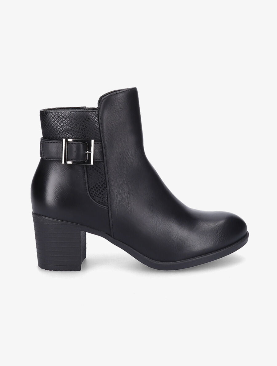 Bottines à empiècement python - Noir - 1