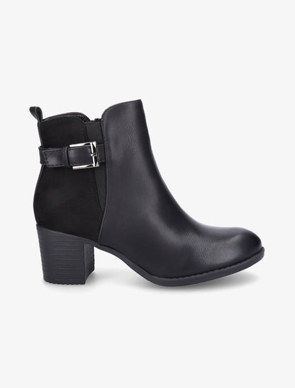 Bottines bi-matière unies - Noir - 1