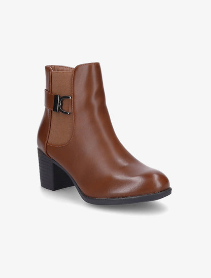 Bottines élastiquées à talon - Camel - 2