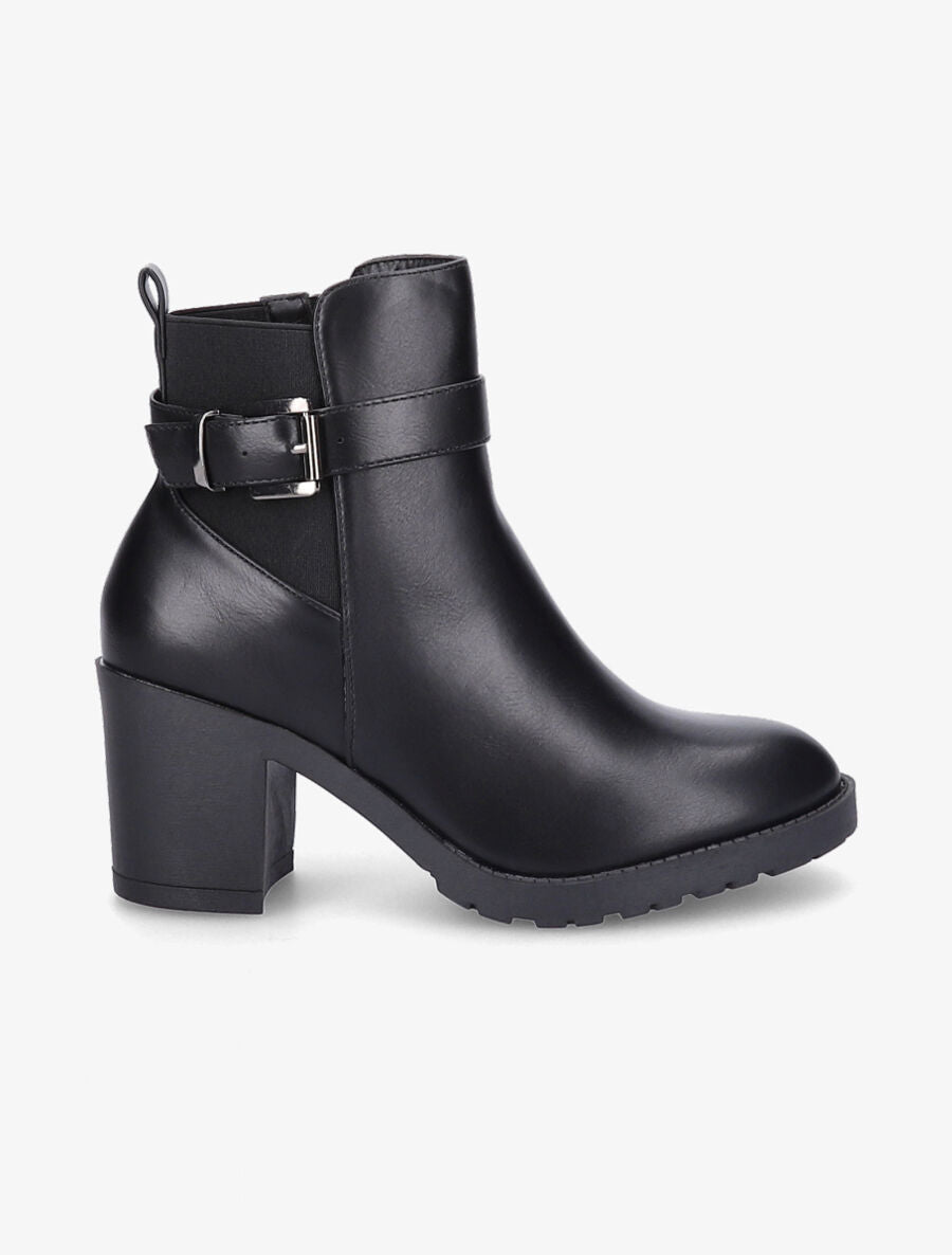 Bottines à boucle et semelle crantée - Noir - 1