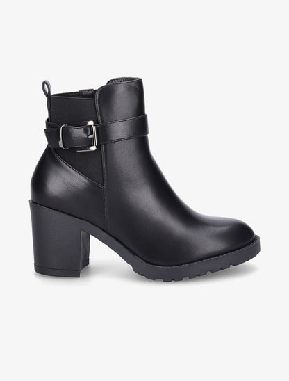 Bottines à boucle et semelle crantée - Noir - 1