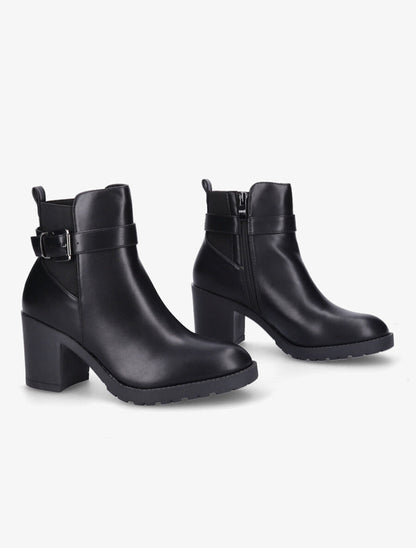 Bottines à boucle et semelle crantée - Noir - 4