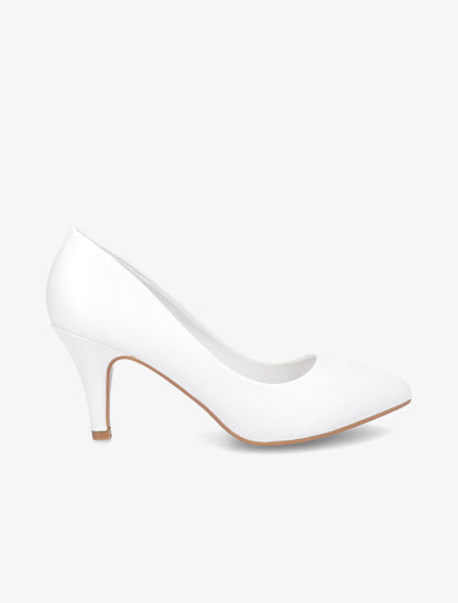 Escarpins pointus en simili - Blanc - 1