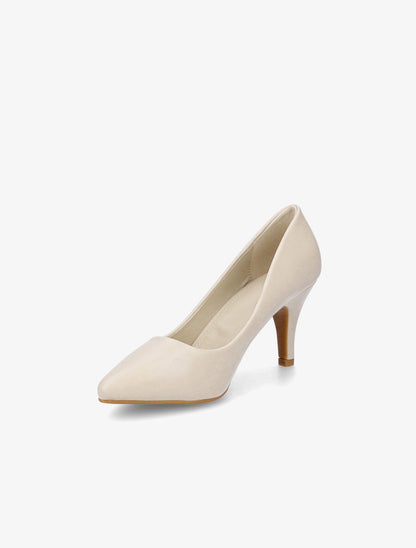 Escarpins pointus en simili - Beige - 3