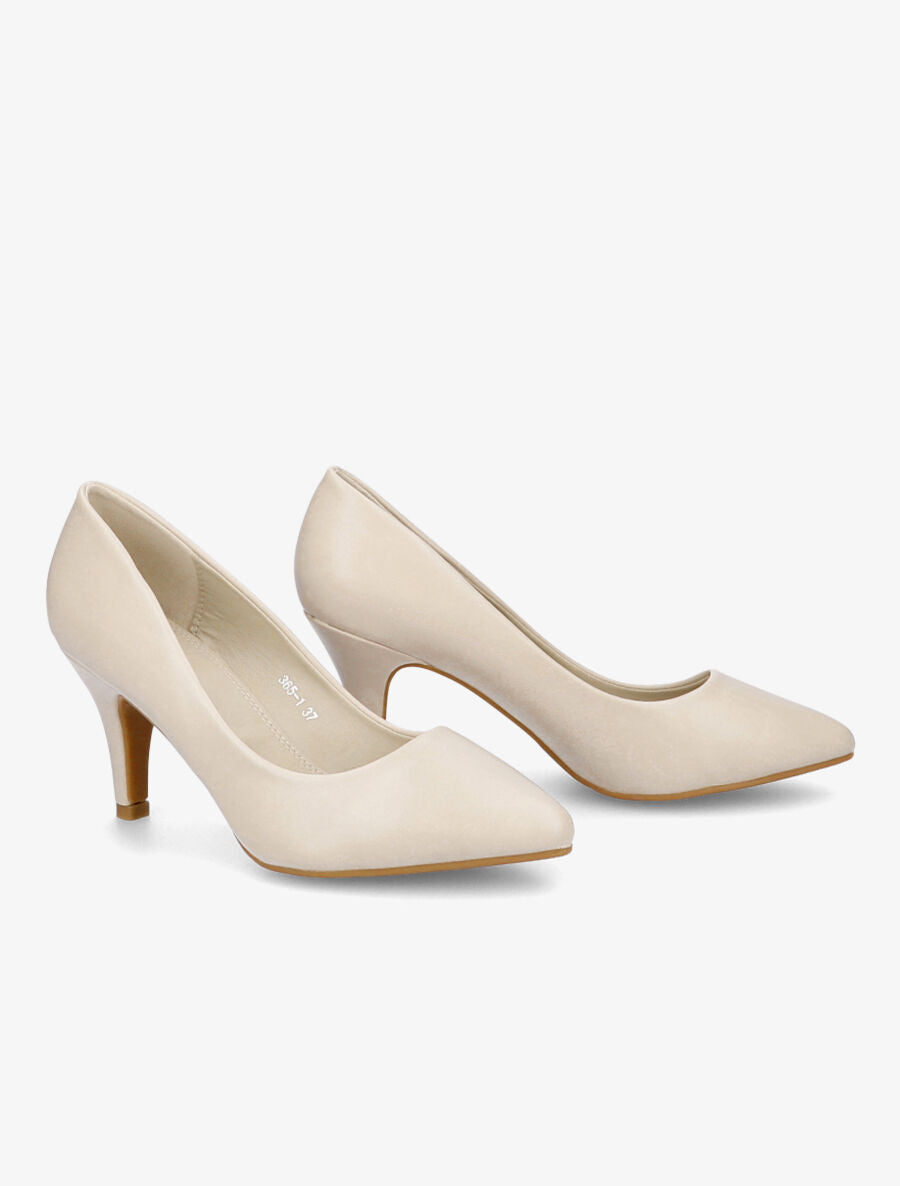 Escarpins pointus en simili - Beige - 4